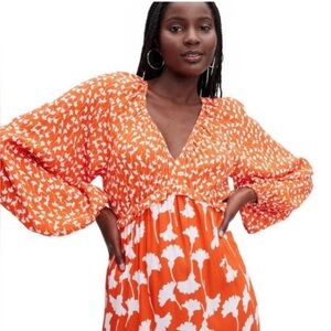 DVF for Target Women's V-Neck Ginkgo Cherry Tomato Maxi Dress - size 1X